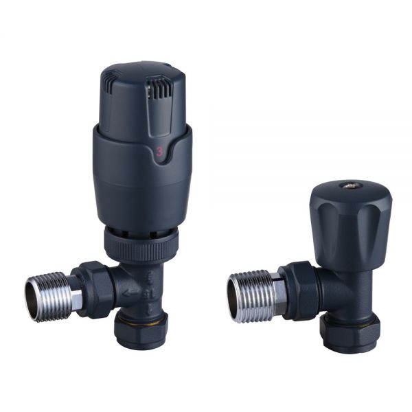 Hartland Anthracite Angled TRV Radiator Valves