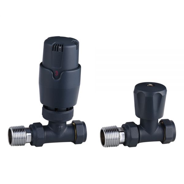 Hartland Anthracite Straight TRV Radiator Valves