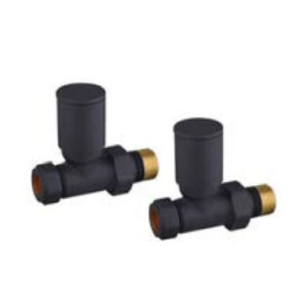 Hartland Black Straight Manual Round Radiator Valves