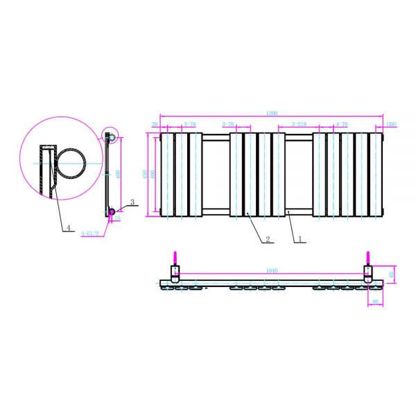 Hartland Queenstown 1200 x 450mm Gloss White Designer Towel Radiator #2