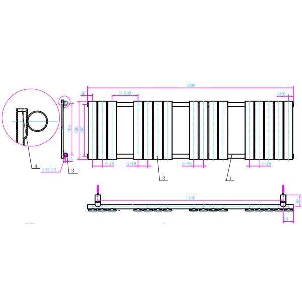 Hartland Queenstown 1600 x 450mm Matt Grey Designer Towel Radiator #2