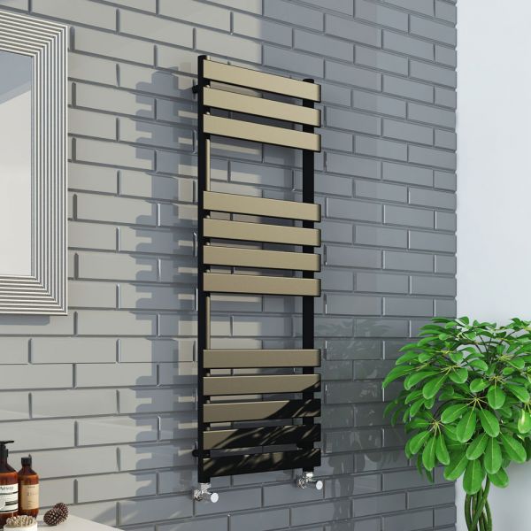 Hartland Queenstown 1200 x 450mm Matt Black Designer Towel Radiator #2