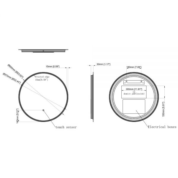 Hartland Lily 600 LED Round Slimline Bathroom Mirror #2