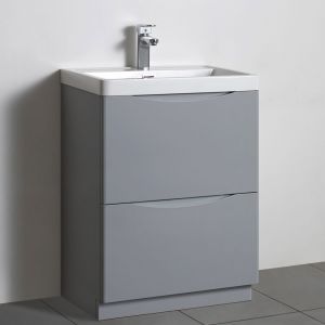 Hartland Naples 600 Grey Floor Standing Vanity Unit and Polymarble Basin