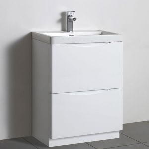 Hartland Naples 600 White Floor Standing Vanity Unit and Polymarble Basin