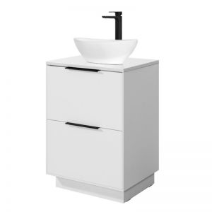 Hartland Orca 600 White Floor Standing Vanity Unit with Worktop and Counter Top Basin