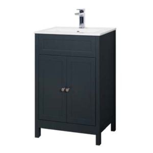 Hartland Turin 600 Shadow Grey Floor Standing Vanity Unit and Ceramic Basin