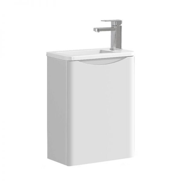 Hartland Naples 400 White Wall Hung Cloakroom Vanity Unit and Polymarble Basin