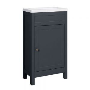 Hartland Turin 450 Shadow Grey Floor Standing Cloakroom Vanity Unit and Ceramic Basin