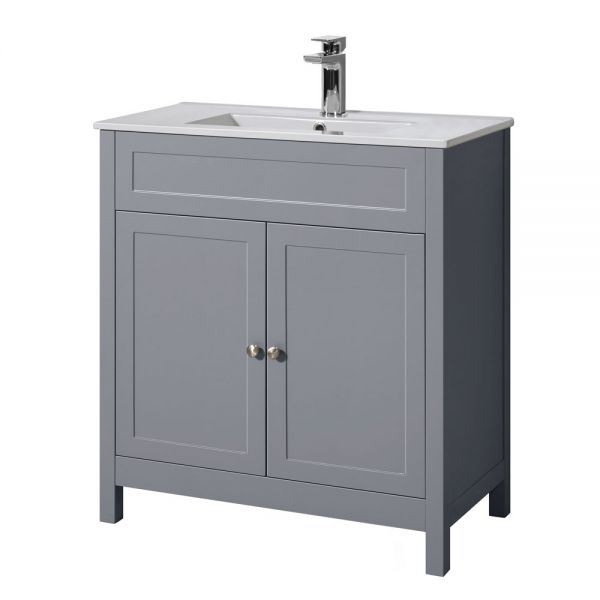 Hartland Turin 800 Grey Floor Standing Vanity Unit and Ceramic Basin