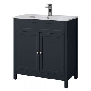 Hartland Turin 800 Shadow Grey Floor Standing Vanity Unit and Ceramic Basin