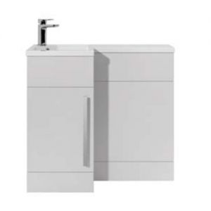 Hartland Verona 900 White L Shaped Left Hand Vanity Unit and Basin with Satin Handle