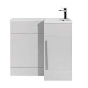 Hartland Verona 900 White L Shaped Right Hand Vanity Unit and Basin with Satin Handle