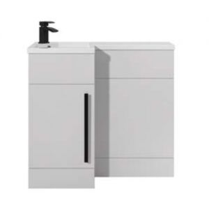 Hartland Verona 900 White L Shaped Left Hand Vanity Unit and Basin with Black Handle