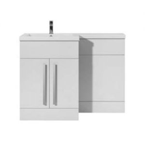 Hartland Sorrento 1100 White L Shaped Left Hand Vanity Unit and Basin with Satin Handle