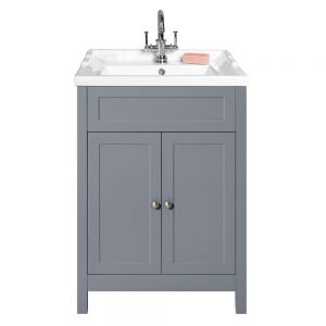 Hartland Turin Classic 600 Grey Floor Standing Vanity Unit and Ceramic Basin