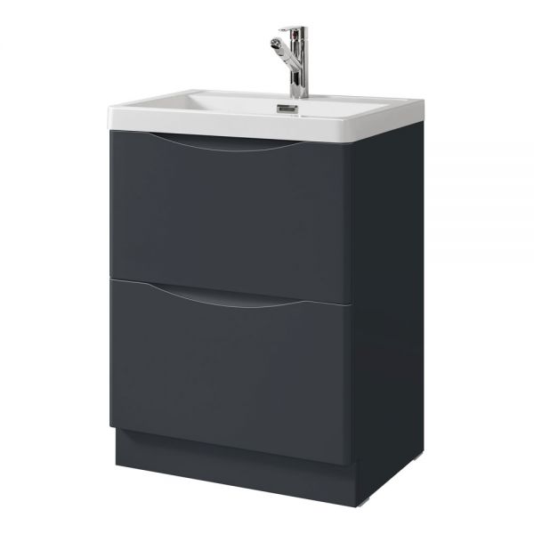 Hartland Naples 600 Shadow Grey Floor Standing Vanity Unit and Polymarble Basin