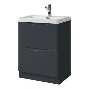 Hartland Naples 600 Shadow Grey Floor Standing Vanity Unit and Polymarble Basin