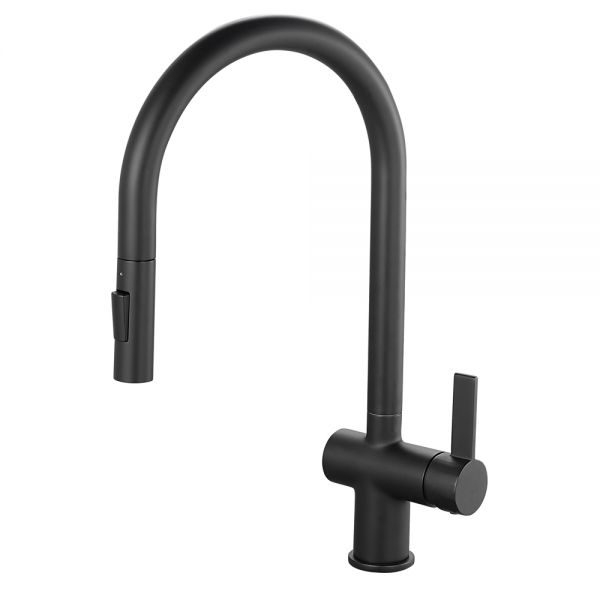 Hartland Mayhill Black Single Lever Pull Out Kitchen Mixer Tap
