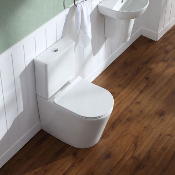 Hartland Ferrara Rimless Fully Shrouded Comfort Height Toilet with Cistern and Seat