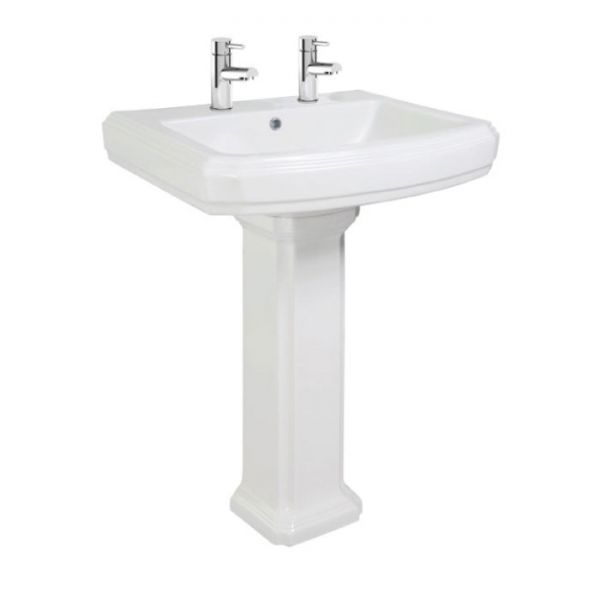 Hartland Tenby Traditional 570mm 2 Tap Hole Basin and Pedestal