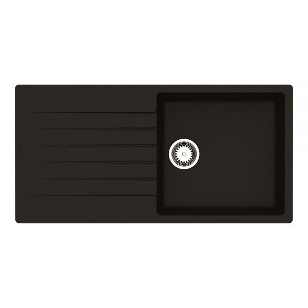 Reginox Harlem Black 1 Bowl Granite Kitchen Sink 1000 x 500mm