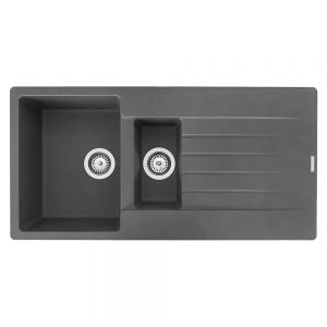 Reginox Harlem Grey 1.5 Bowl Granite Kitchen Sink 1000 x 500mm