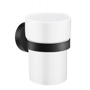 Smedbo Home Porcelain Tumbler with Holder Black HB343P