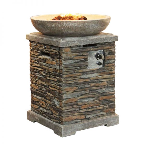 Callow Slate Effect Gas Fire Pit and Fire Bowl