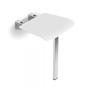 HIB White Folding Shower Seat with Support Leg