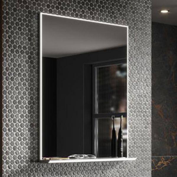 HIB Platform 50 Illuminated LED Bathroom Mirror With Shelf