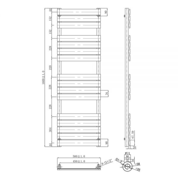 JTP HIX 1600 x 500 Chrome Designer Towel Rail #2