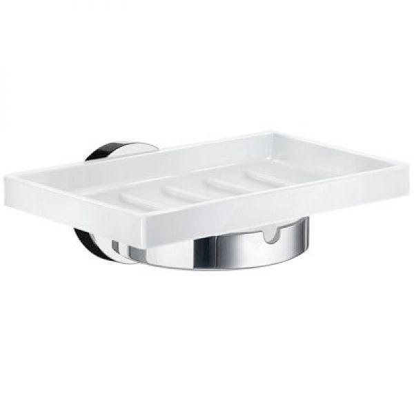 Smedbo Home Porcelain Soap Dish with Holder Chrome HK342P