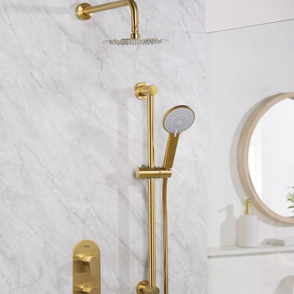 Bristan Hourglass Brushed Brass 2 Outlet Shower Pack with Overhead Shower and Riser Rail Kit #2