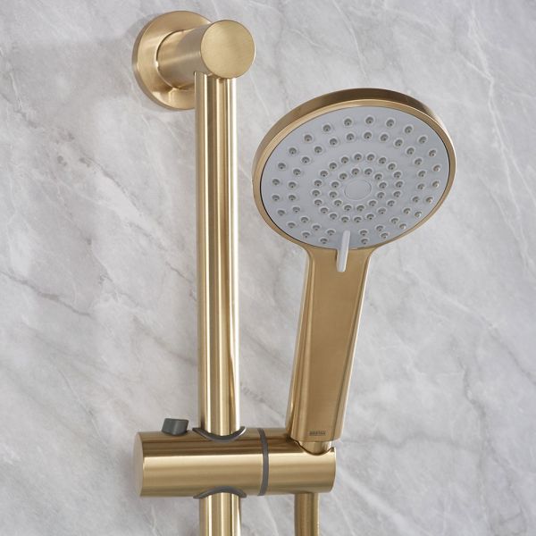 Bristan Hourglass Brushed Brass 2 Outlet Shower Pack with Overhead Shower and Riser Rail Kit #3