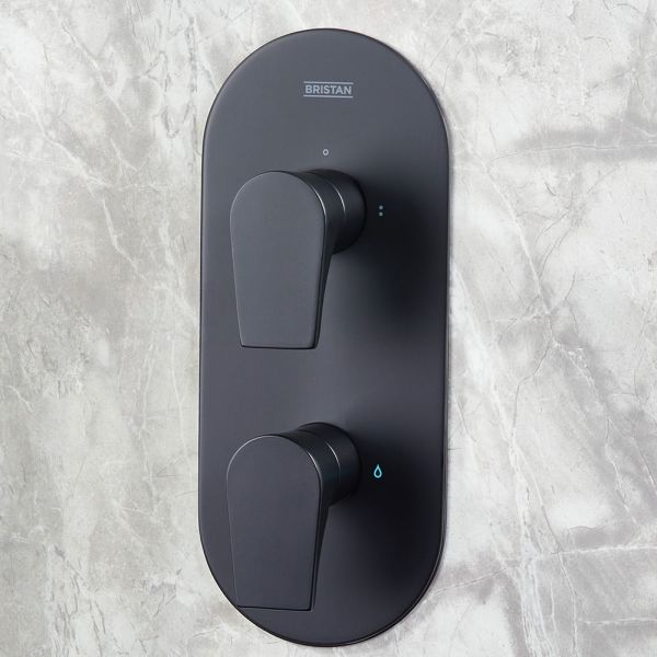 Bristan Hourglass Matt Black 2 Outlet Shower Pack with Overhead Shower and Handset #3