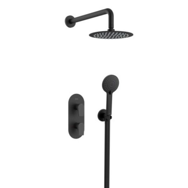 Bristan Hourglass Matt Black 2 Outlet Shower Pack with Overhead Shower and Handset