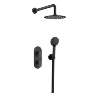 Bristan Hourglass Matt Black 2 Outlet Shower Pack with Overhead Shower and Handset