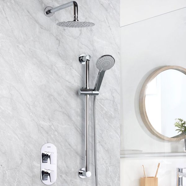 Bristan Hourglass Chrome 2 Outlet Shower Pack with Overhead Shower and Riser Rail Kit #2