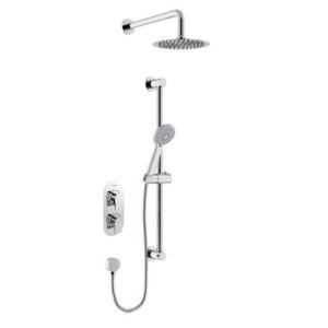 Bristan Hourglass Chrome 2 Outlet Shower Pack with Overhead Shower and Riser Rail Kit