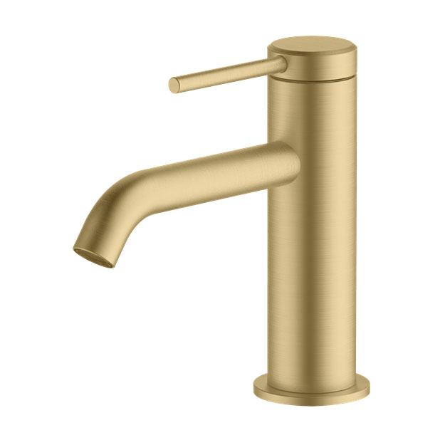 Britton Hoxton Brushed Brass Slim Mono Basin Mixer Tap HOX001BB