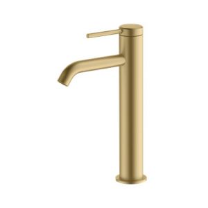 Britton Hoxton Brushed Brass Tall Mono Basin Mixer Tap