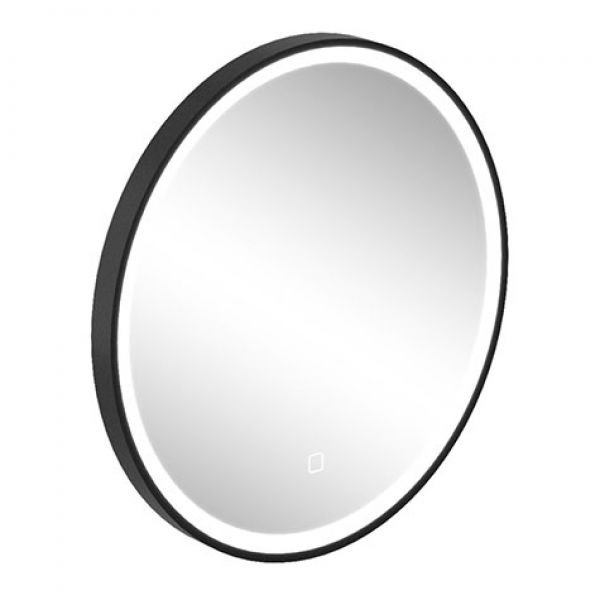 Britton Hoxton Matt Black 600mm Illuminated Circular Bathroom Mirror