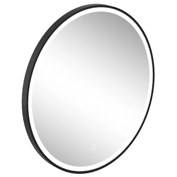 Britton Hoxton Matt Black 800mm Illuminated Circular Bathroom Mirror