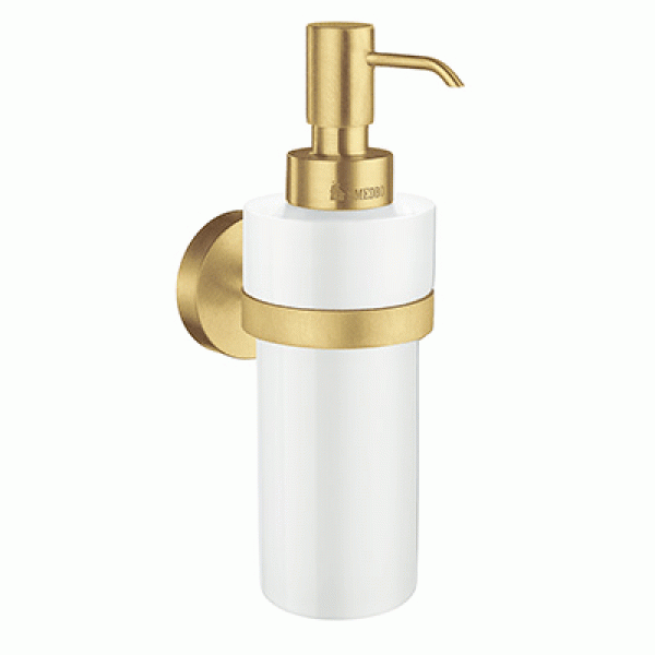Smedbo Home Porcelain Soap Dispenser with Brushed Brass Holder HV369P