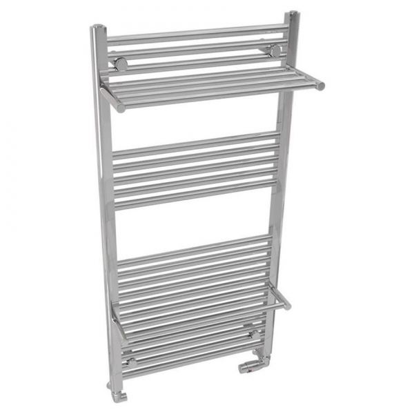 Eastbrook Haddenham 1200 x 600 Straight Chrome Towel Rail with Heated Shelves #2