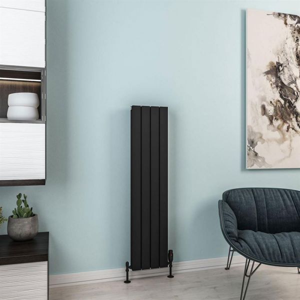 Eastbrook Hadleigh 1200 x 275 Matt Black Aluminium Designer Radiator #2