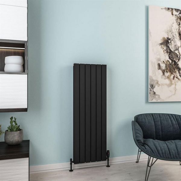 Eastbrook Hadleigh 1200 x 415 Matt Black Aluminium Designer Radiator #2