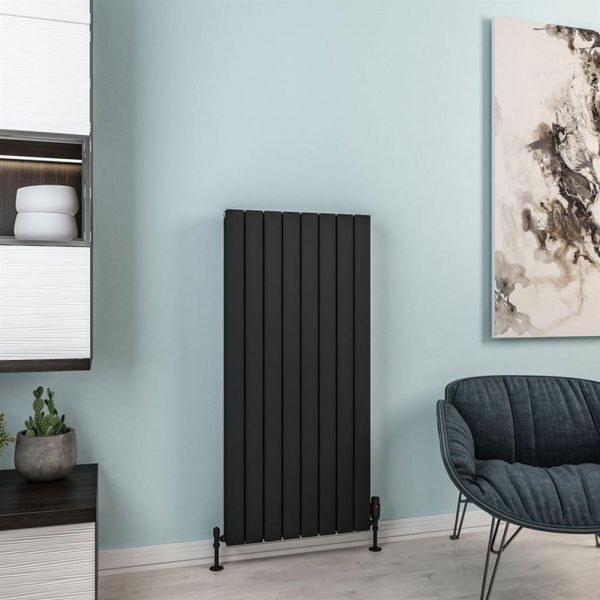Eastbrook Hadleigh 1200 x 555 Matt Black Aluminium Designer Radiator #2