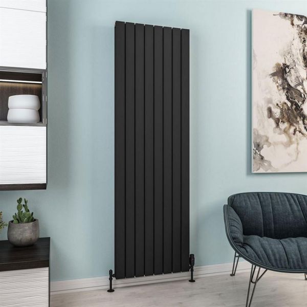 Eastbrook Hadleigh 1800 x 555 Matt Black Aluminium Designer Radiator #2